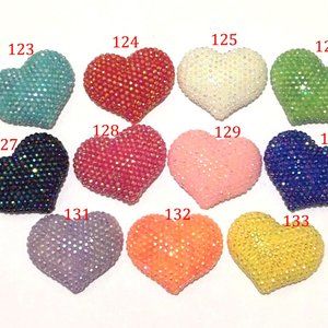 1 pc Heart Blinged Out Jelly Rhinestone Flat Back resin